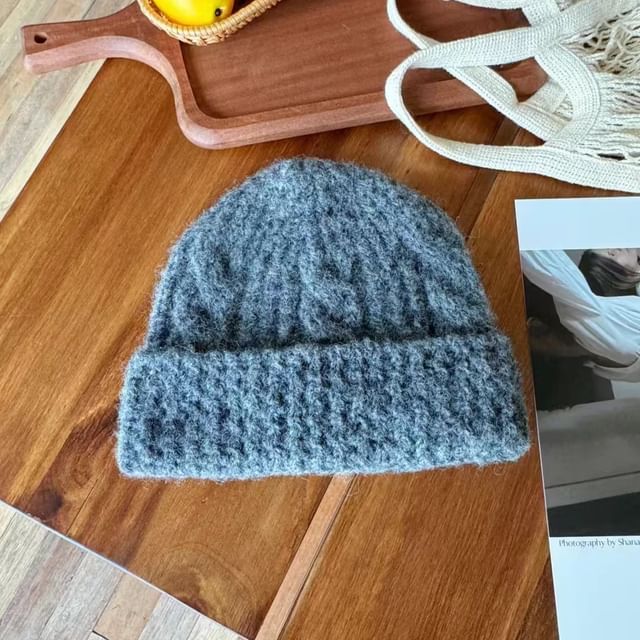 Knit Plain Cable Beanie