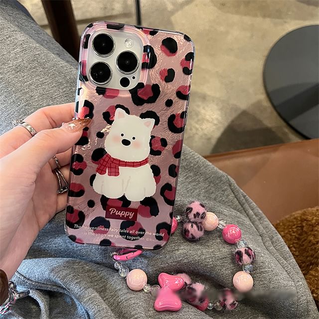 Print / Leopard Case Phone Dog Set Strap