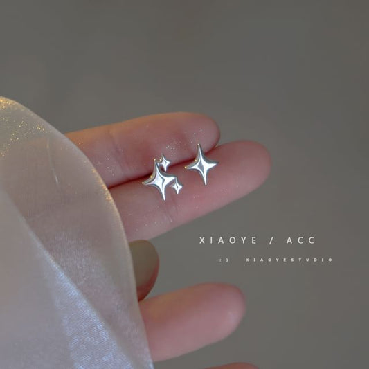 Earring Silver 925 Star Sterling Asymmetrical Stud