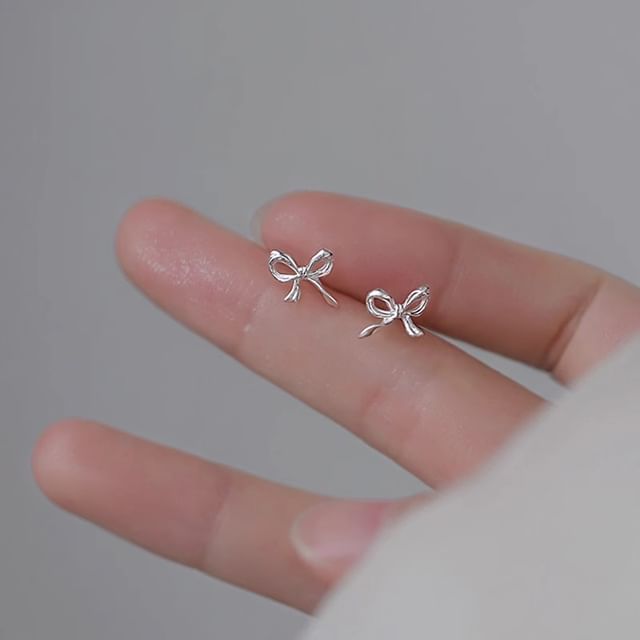 Stud 925 Silver Sterling Earring Bow