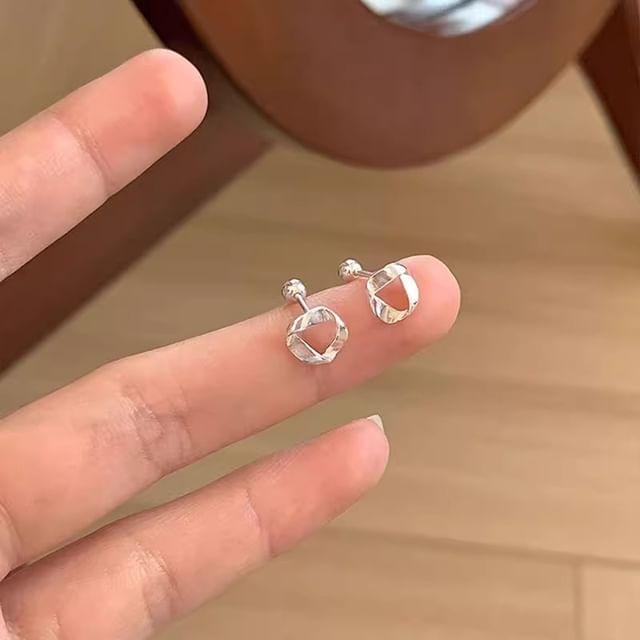 Sterling Barbell 925 Silver Twisted Earring