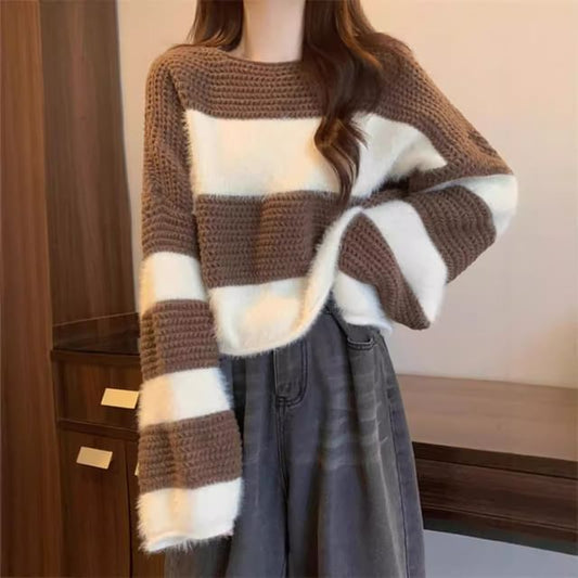 Boatneck Two Tone Sweater