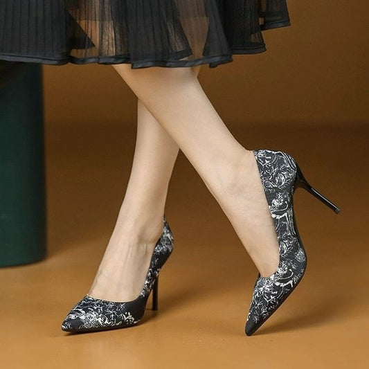Print Toe Stiletto Pointed Pumps Floral