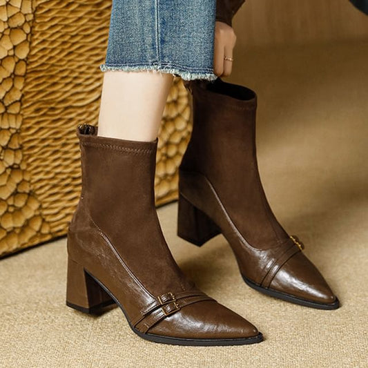 Boots Block Short Heel Pointed