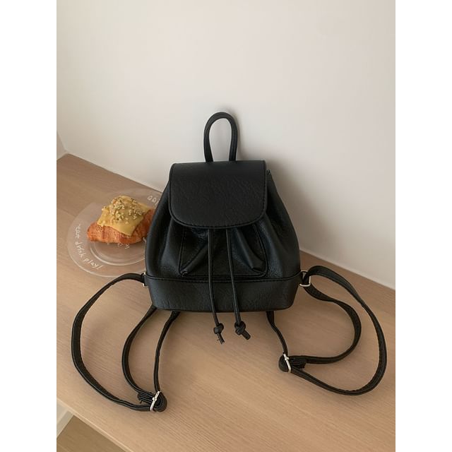 Flap Leather Backpack Faux