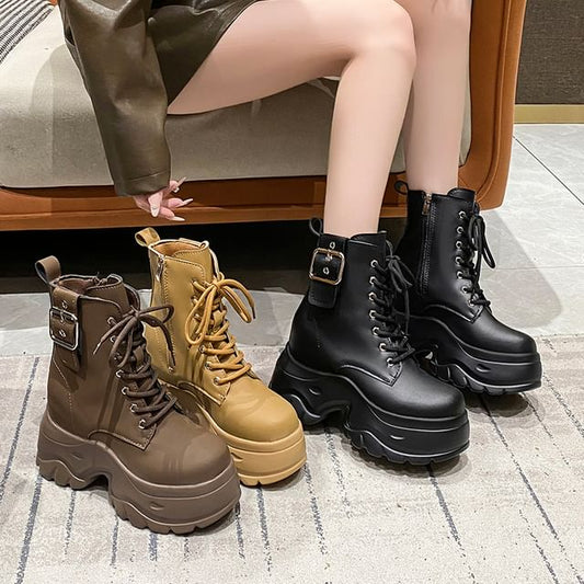 Lace-Up Short Platform Boots