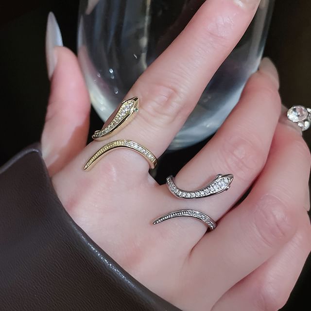 Rhinestone Open Ring Snake