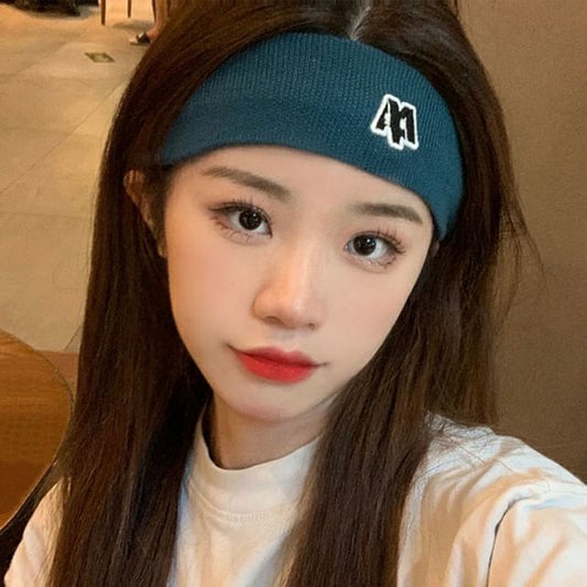 Headband Lettering Embroidered Knit