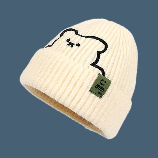 / Beanie Plain Embroidered Bear