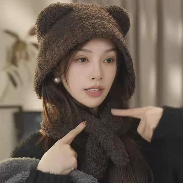 Plain Bear Scarf Ear Hooded