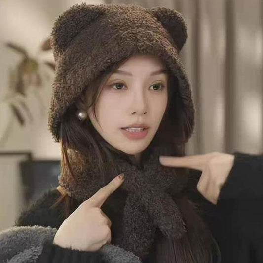 Plain Bear Scarf Ear Hooded