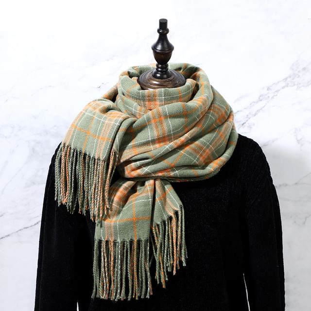 Fringe Plaid Scarf