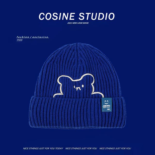 / Beanie Plain Embroidered Bear