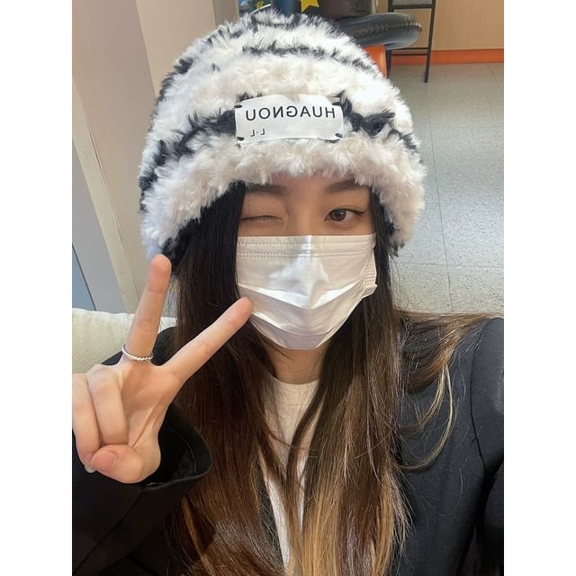 Cable / Knit Fluffy Beanie Plain