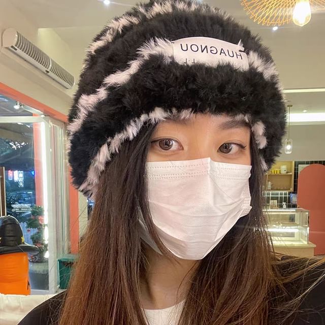 Cable / Knit Fluffy Beanie Plain