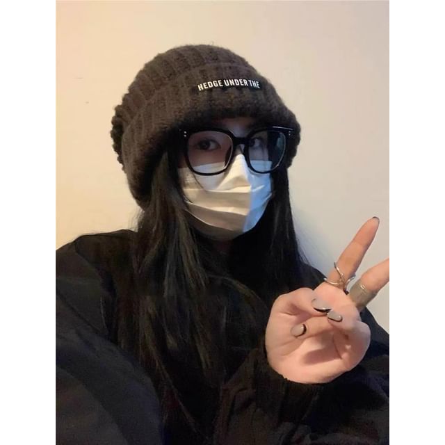 Ribbed Beanie / Ear Bear Plain Hat Fluffy