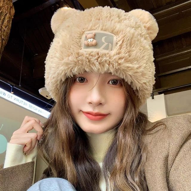Two Tone Hat Fluffy Bear /