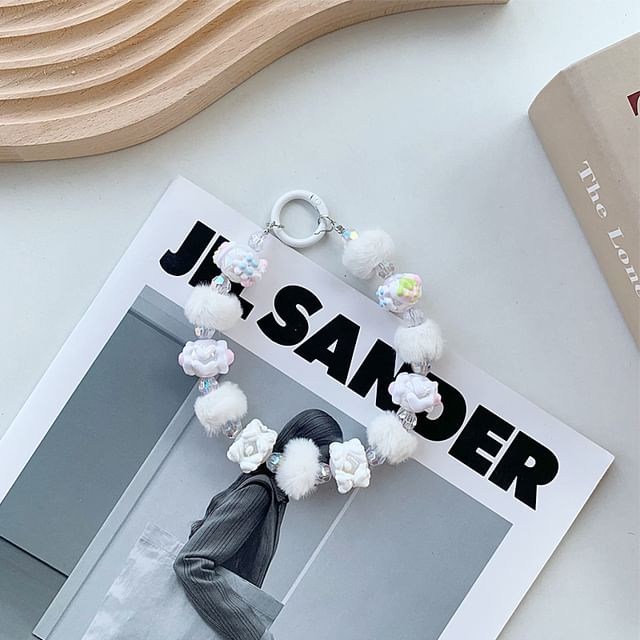 Heart Phone Pom Strap Bead