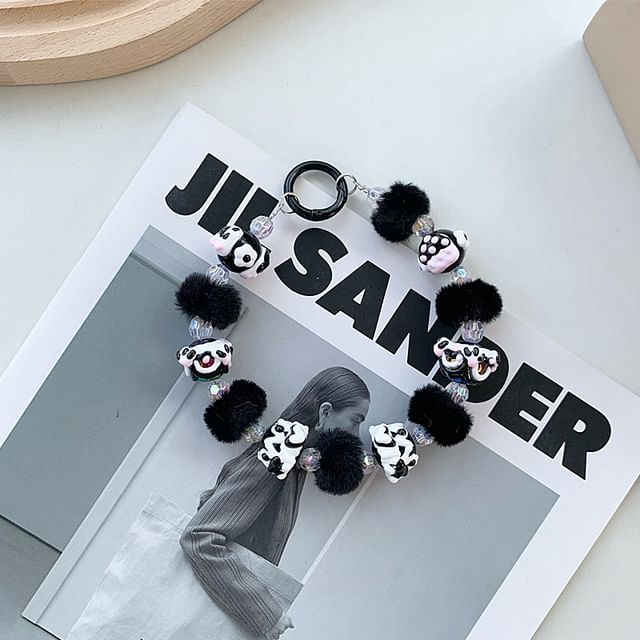 Heart Phone Pom Strap Bead