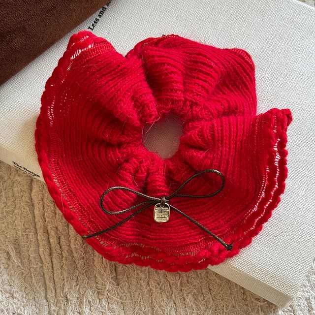 Bow Accent Plain Knit Scrunchie