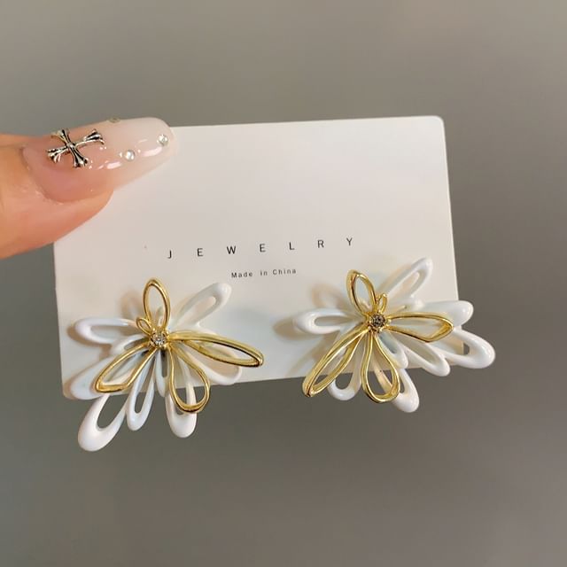 Floral Earring Stud Glaze Alloy