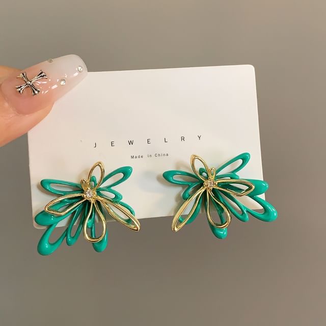 Floral Earring Stud Glaze Alloy