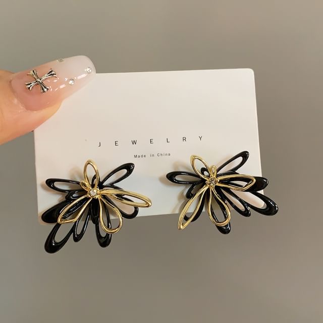 Floral Earring Stud Glaze Alloy