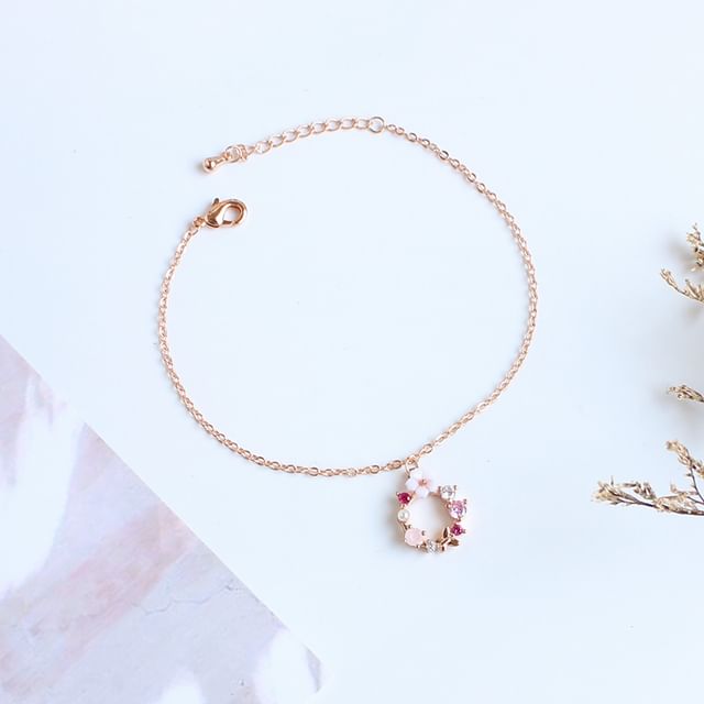 / Bracelet Rhinestone Alloy Floral Necklace (Various Designs)