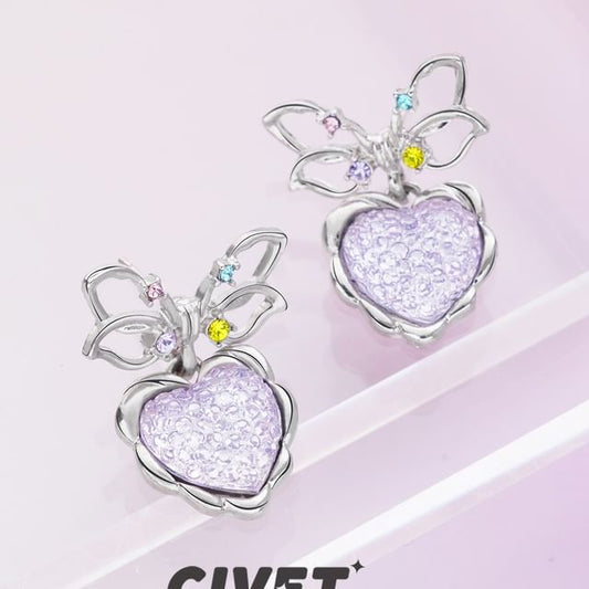 Bow Heart Alloy Drop Earring