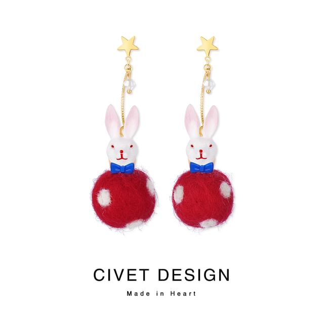 Rabbit Felt Dangle Earring
