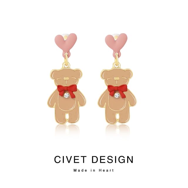 Heart Bear Drop Earring
