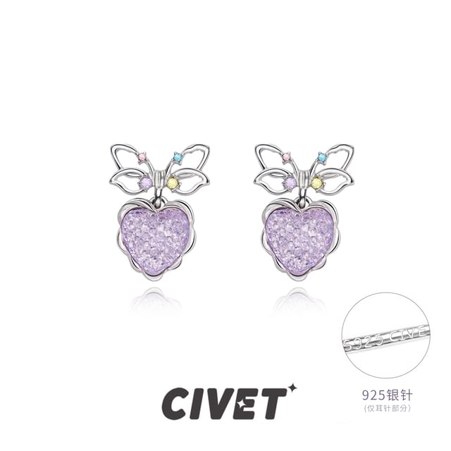 Bow Heart Alloy Drop Earring