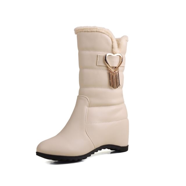 Heel Snow Buckle Short Boots Heart Wedge