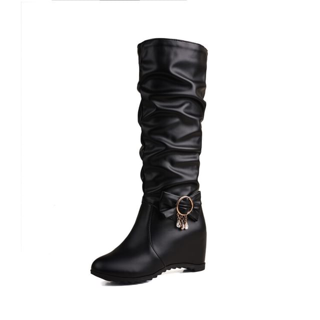 Hidden Tall Faux Wedge Leather Boots