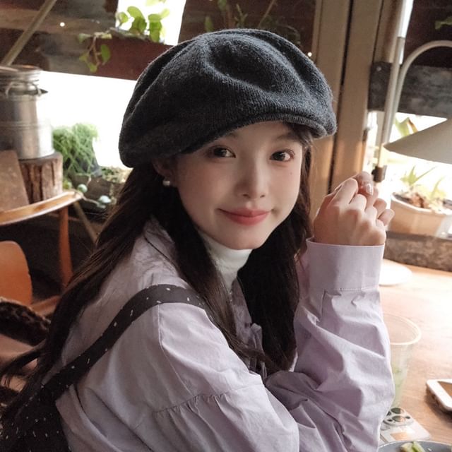 Plain Knit Cap Newsboy