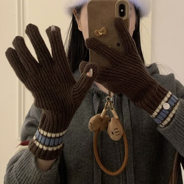 Knit Gloves Color Block