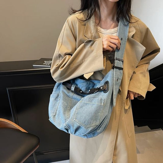 Crossbody Washed Bag Buckled Denim