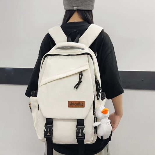 Bag Nylon Set Backpack Laptop Buckled Charm Plain /