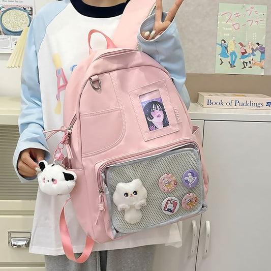 PVC Set Charm Bag Badge Panel Nylon Backpack Laptop /