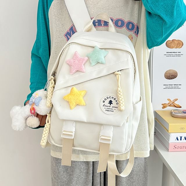 Set Laptop / Lettering Bag Star Backpack Badge Charm Nylon Applique