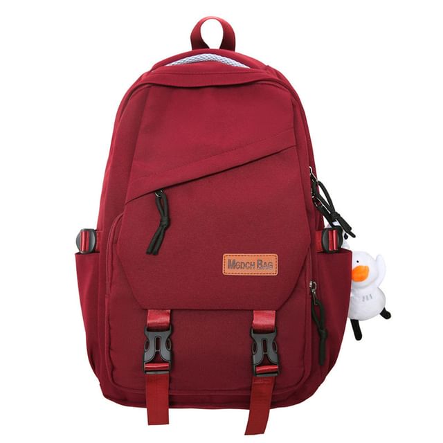 Bag Nylon Set Backpack Laptop Buckled Charm Plain /