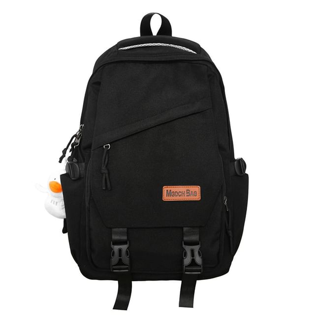 Bag Nylon Set Backpack Laptop Buckled Charm Plain /