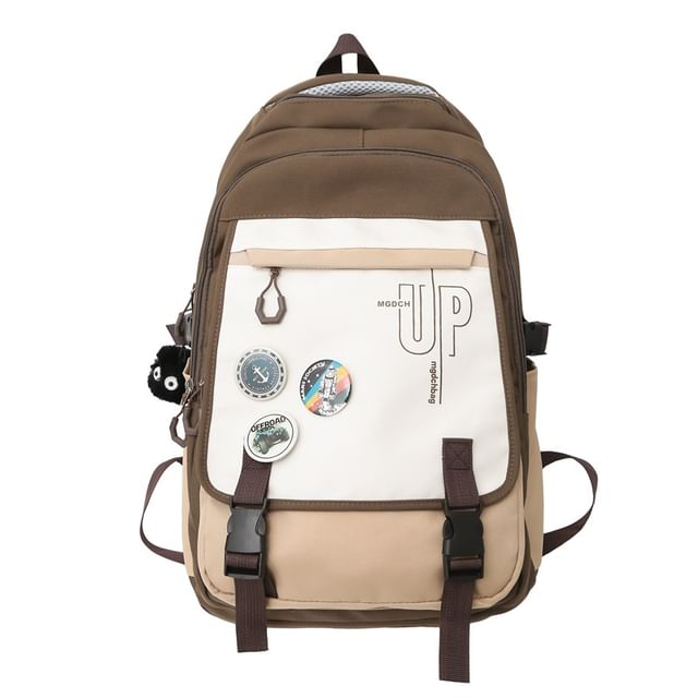 Nylon Print Backpack Laptop Lettering