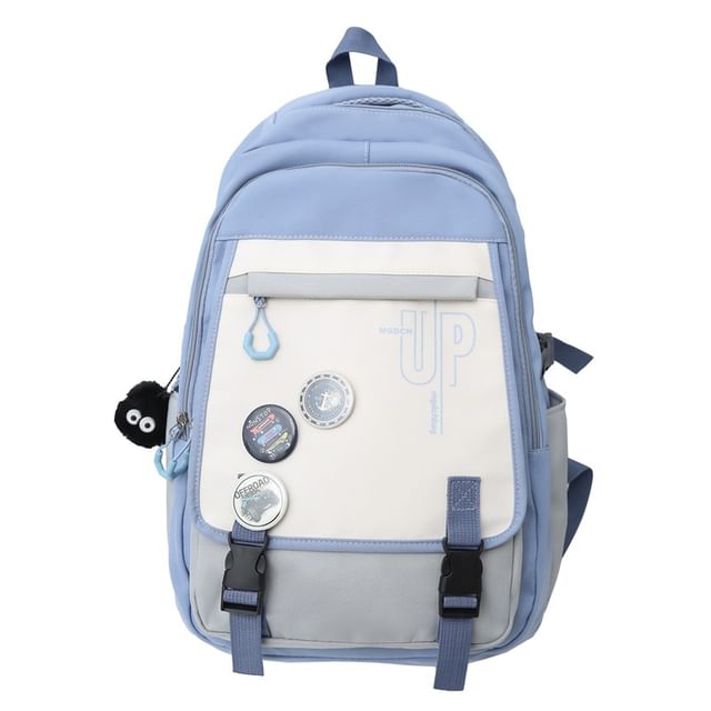 Nylon Print Backpack Laptop Lettering