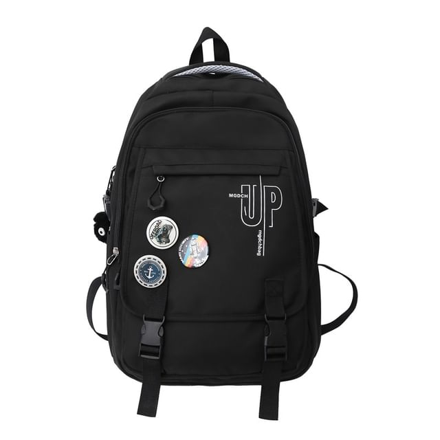 Nylon Print Backpack Laptop Lettering