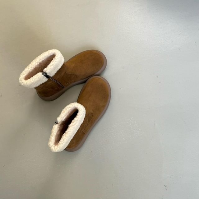 Fleece-Lined Short Snow Boots