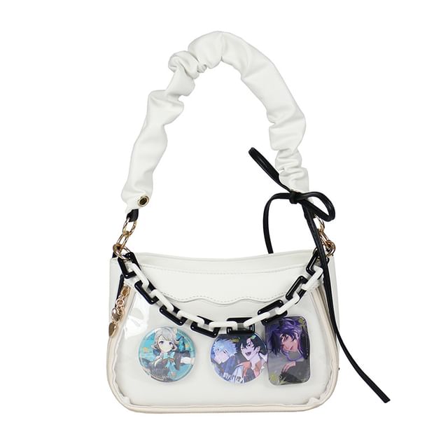 Bow PVC Panel Faux Leather Shoulder Bag