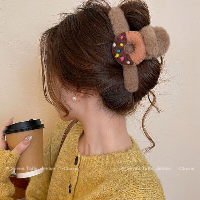 Acrylic Donut Chenille Hair Claw Clip