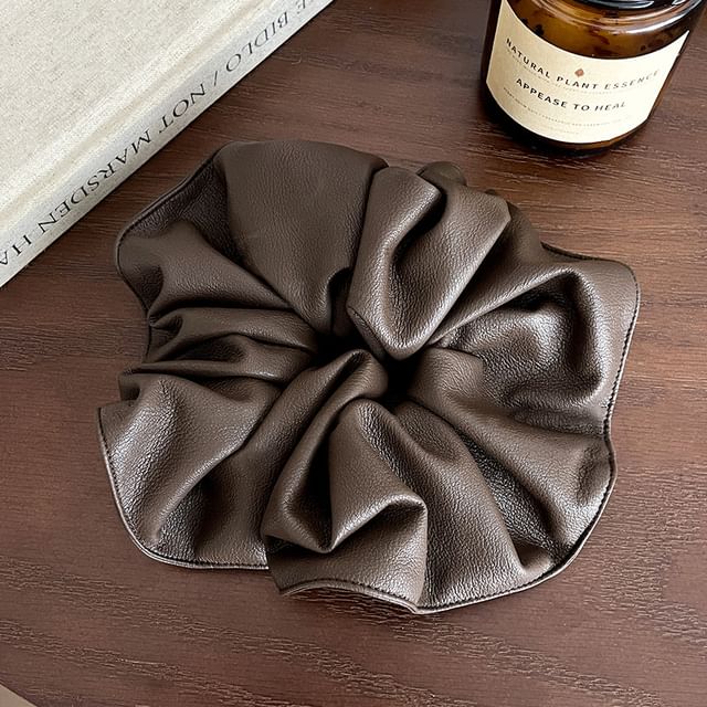 Faux Leather Plain Scrunchie