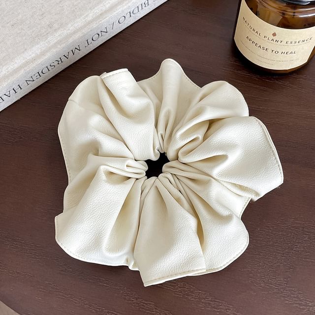 Faux Leather Plain Scrunchie